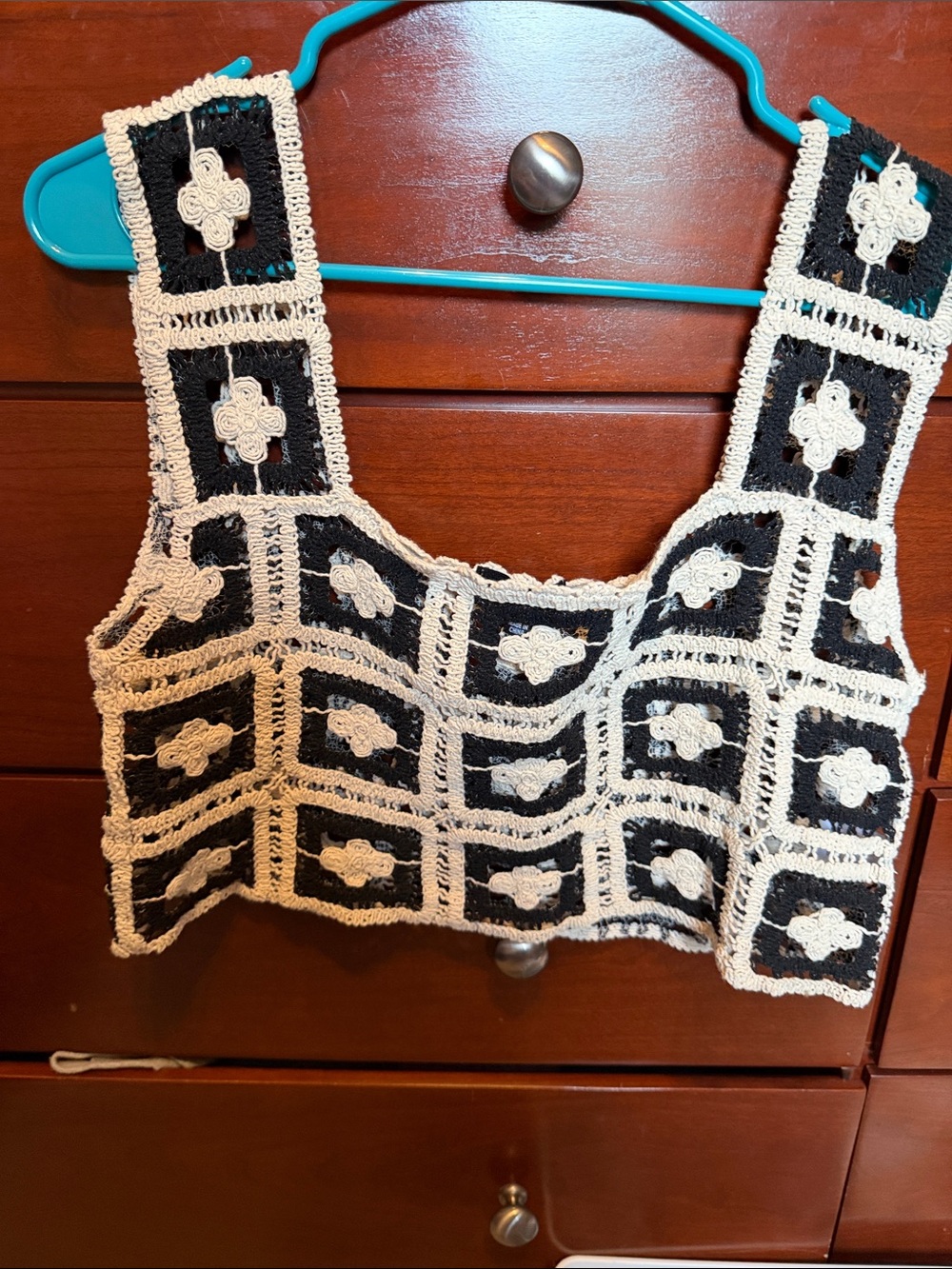 Handmade Black & White Crochet Crop Top
